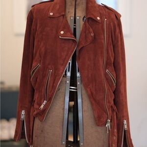 All Saints Rust Leather Suede Biker Jacket